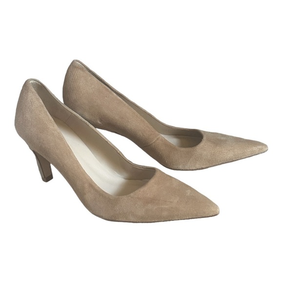 Good American Shoes - Good American Suede Point Toe Pumps Size 6 Tan Neutral Classic Leather Heels